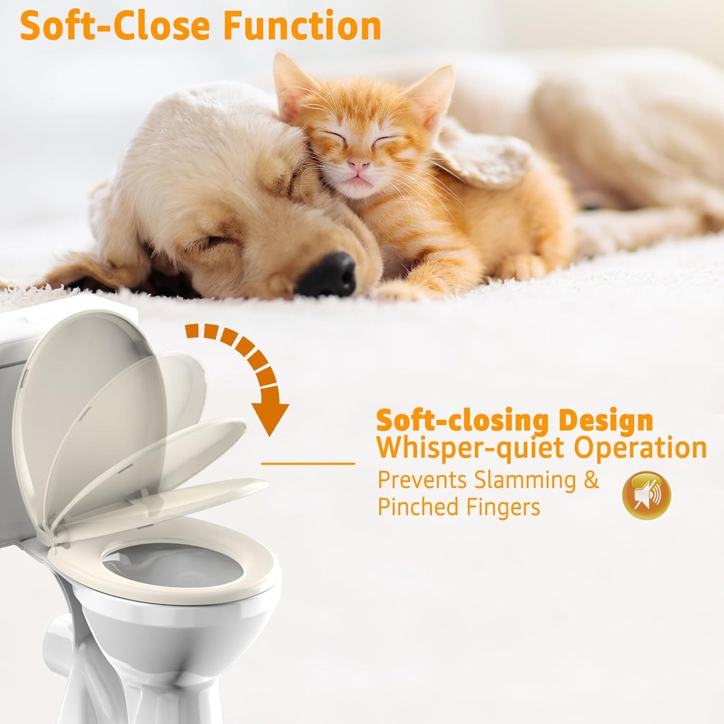Toilet Seat with Toddler Seat, Potty Training Toilet Seat Round 2 in 1 Soft Close Quiet No Slapping, Magnetic Absorption, Easy to Install and Clean,White