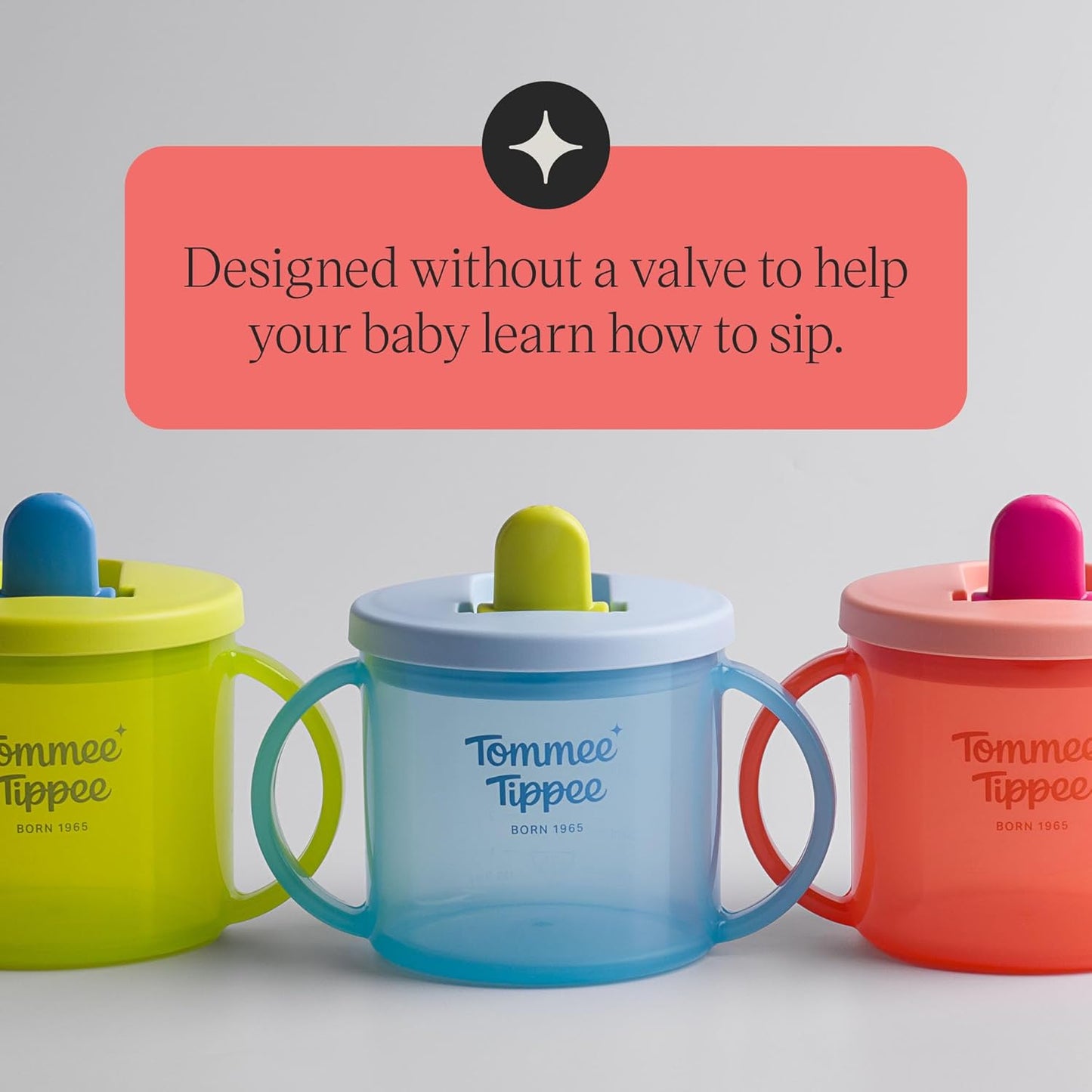 Tommee Tippee Starter Weighted Straw Baby & Toddler 10oz Sippy Cup for 6 Months+, with Silicone Weighted Straw and Easy-Hold Handles, BPA Free, Pink & Purple, Pack of 2