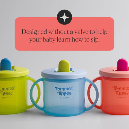 Tommee Tippee Starter Weighted Straw Baby & Toddler 10oz Sippy Cup for 6 Months+, with Silicone Weighted Straw and Easy-Hold Handles, BPA Free, Pink & Purple, Pack of 2