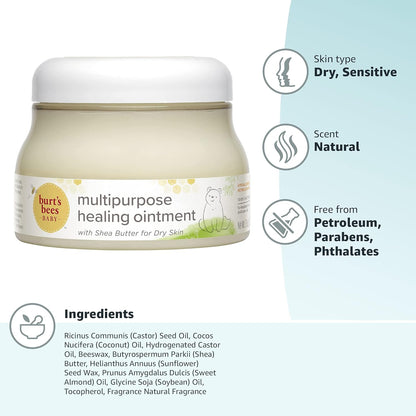 Burt's Bees Baby 100% Natural Origin Multipurpose Healing Ointment, Face & Body Baby Ointment – 7.5 Ounce Tub