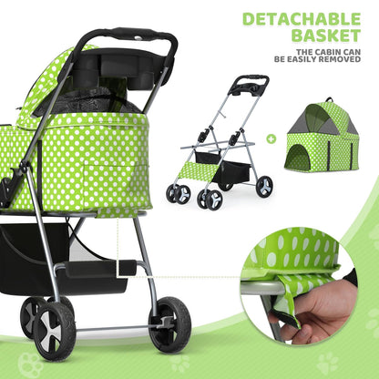 Magshion Compact Pet Stroller for Small-Medium Dogs/Cats up to 22lbs, 4-Wheel Lightweight Umbrella Shaped Portable Puppy Travel Jogger with Breathable Mesh, Cup Holder & Rear Storage, Black