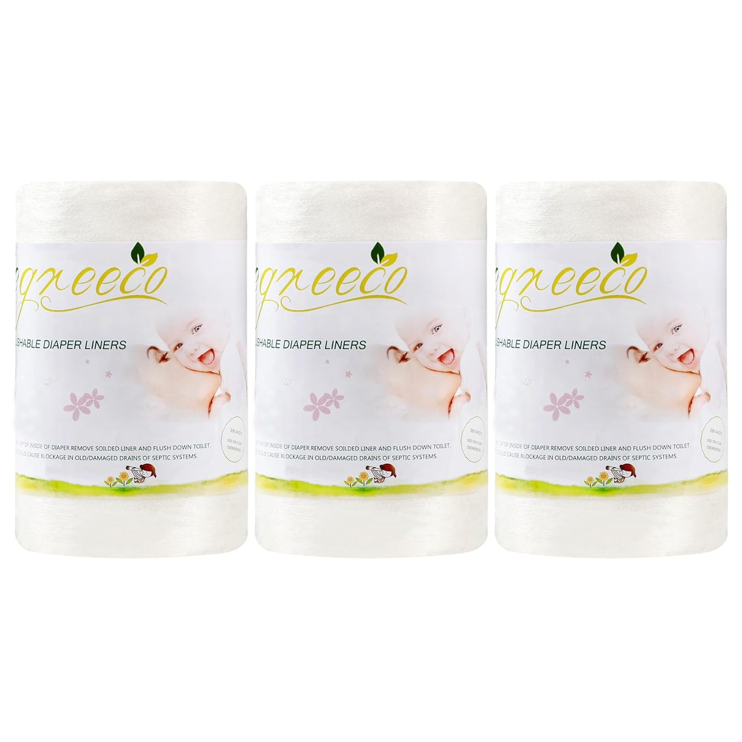 wegreeco Unscented Diaper Liners,Fragance Free and Chlorine Free - 100 Sheets Per Roll (1 Roll)