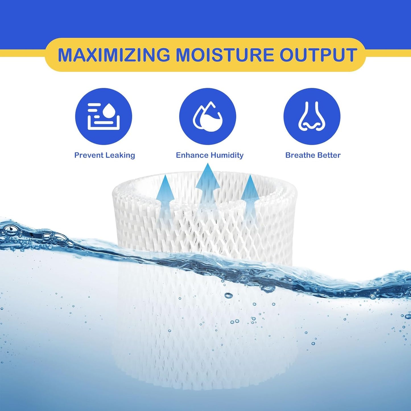 Humidifier Wicking Filter Replacement 2.0 Compatible with Canopy Bedside and Nursery Humidifier 2.0, Wood Pulp & Paper Filter, 5 Pack (Blue)