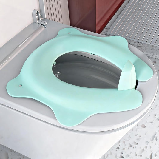 Foldable Travel Potty Seat for Toddler, Portable Toilet Training Seat for Kids on The Go, Fits Round & Oval Toilets with Non-Slip Base & Travel Bag for Car Airplane Essentials, Grey