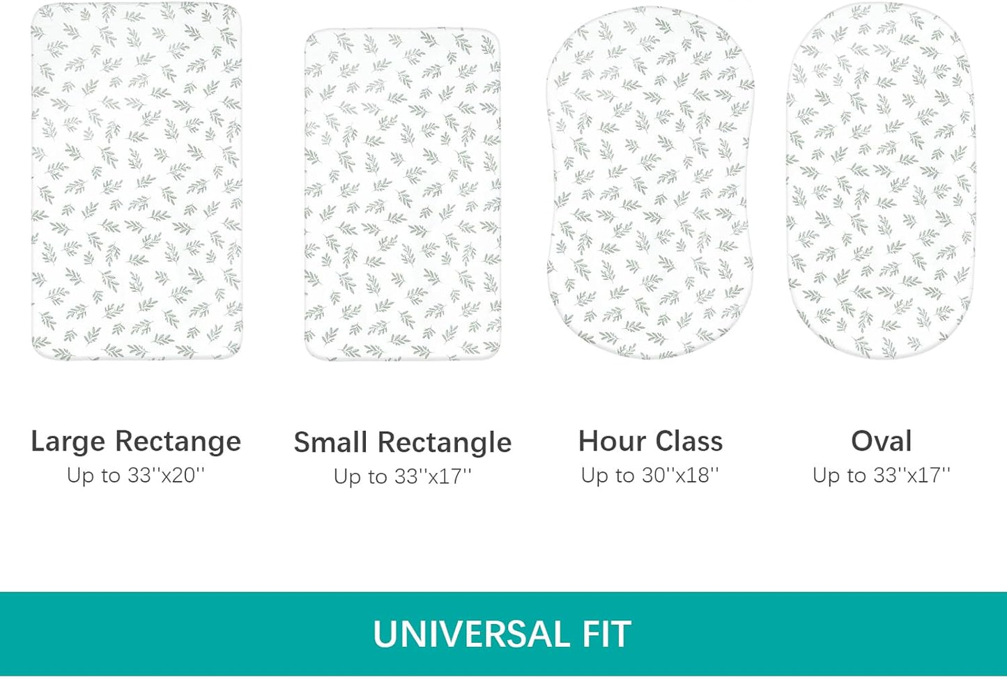 Baby Bassinet Sheets 4 Pack Fit for Baby Delight, Semphis, Kiniew, Jimglo, Cowiewie, JevrJeur, Newton Baby, AirClub, Mika Micky, Ezebaby and Besrey Bassinet, Green