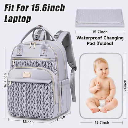Tealari Diaper Bag Backpack,Stylish Baby Diaper Bag,Waterproof Travel Diaper Backpacks Baby Bags with Changing Pad,Stroller Straps,Insulated Pockets (Gray)