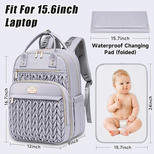 Tealari Diaper Bag Backpack,Stylish Baby Diaper Bag,Waterproof Travel Diaper Backpacks Baby Bags with Changing Pad,Stroller Straps,Insulated Pockets (Gray)