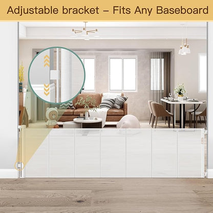 Reinforced 120 Inch Retractable Baby Gates for Doorway, Bottom Anti-Crawl 10 Foot Extra Long Baby Gate, Indoor/Outdoor Retractable Dog Gate for Doorway, Extra Wide Pet Gates for Wide Openings, White