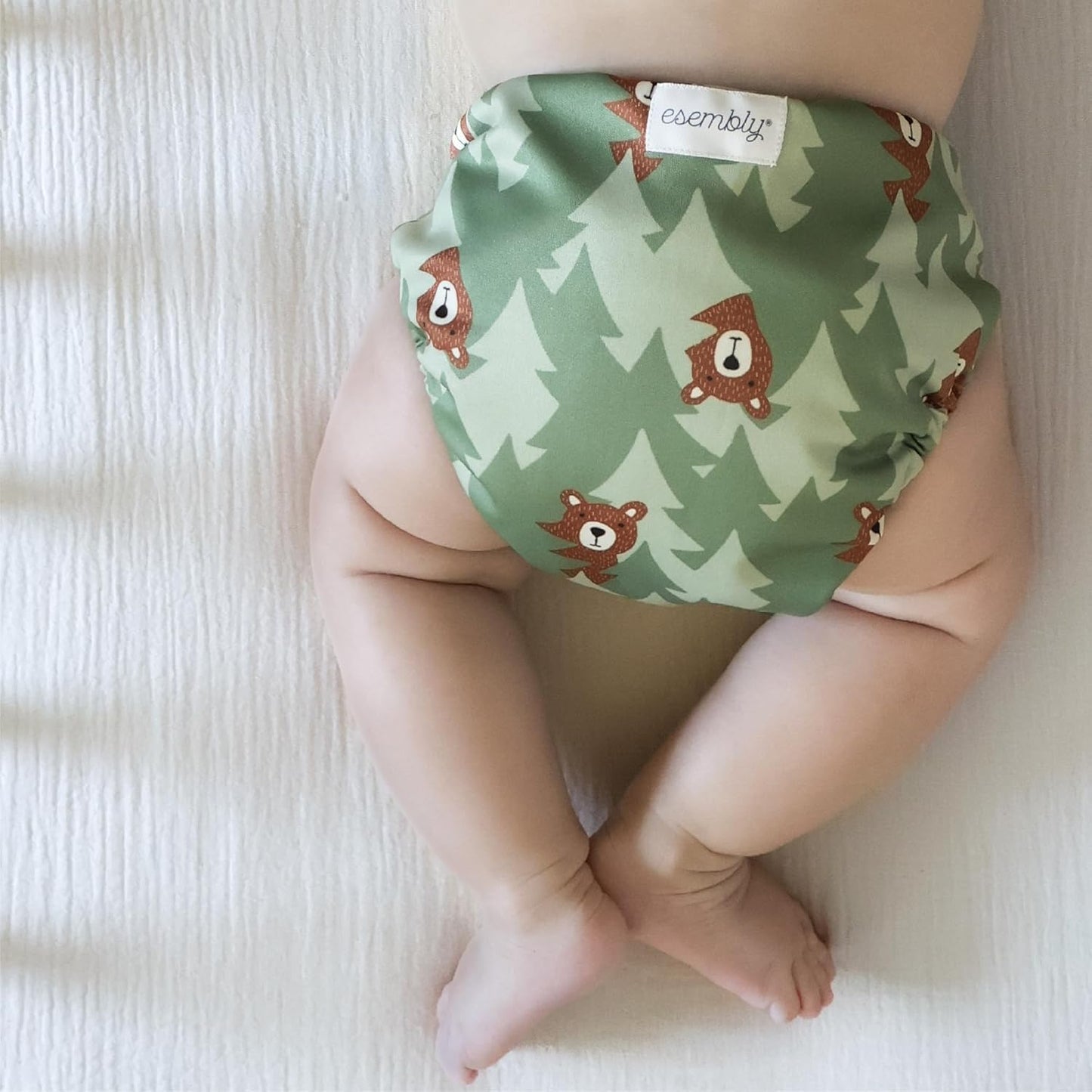 Esembly Cloth Diaper Cover - Reusable Swim Diaper, Waterproof, Breathable - Adjustable Outer Layer Over Absorbent Inner for Blowout Protection - Sea Glass, Size 2 (18-35lbs)