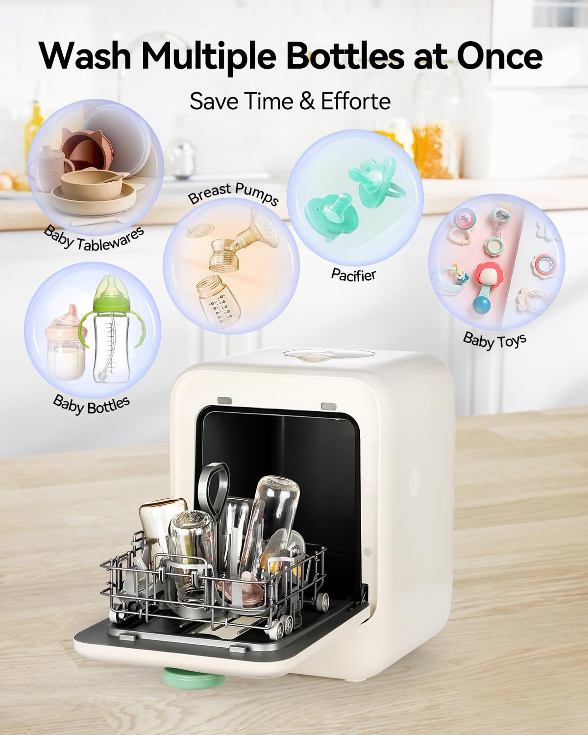IAGREEA Baby Bottle Washer, Sterilizer and Dryer, All-in-One Pro Cleaning Machine for Bottles, Pump Parts & Baby Essentials, Effortless Care, Replaces Hand Washing, BPA-Free, 72-Hour Storage