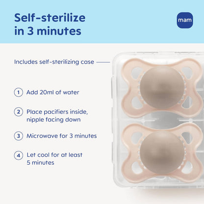 MAM Original Baby Pacifiers 0-6 Months, Binky for Newborn Babies, BPA-Free Skin Soft Silicone Nipple, Glows in The Dark, Developed with Medical Experts, 4 Pack, Made in Europe