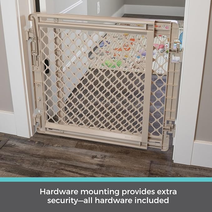 Toddleroo by North States - Stairway Secure Baby Gate: Plastic Baby Gate for Stairs & Doorways - Adjustable Indoor Safety Gate - Made in USA - 27 to 41 Inches Wide - 27 Inches Tall - Sand