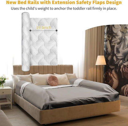 USHMA Travel Bed Rails for Toddlers | Inflatable Bed Rails with Safety Flaps | Portable Blow Up Bed Rail for Full, Queen, King Size Beds, Lightweight & Washable Cover - 1Pack