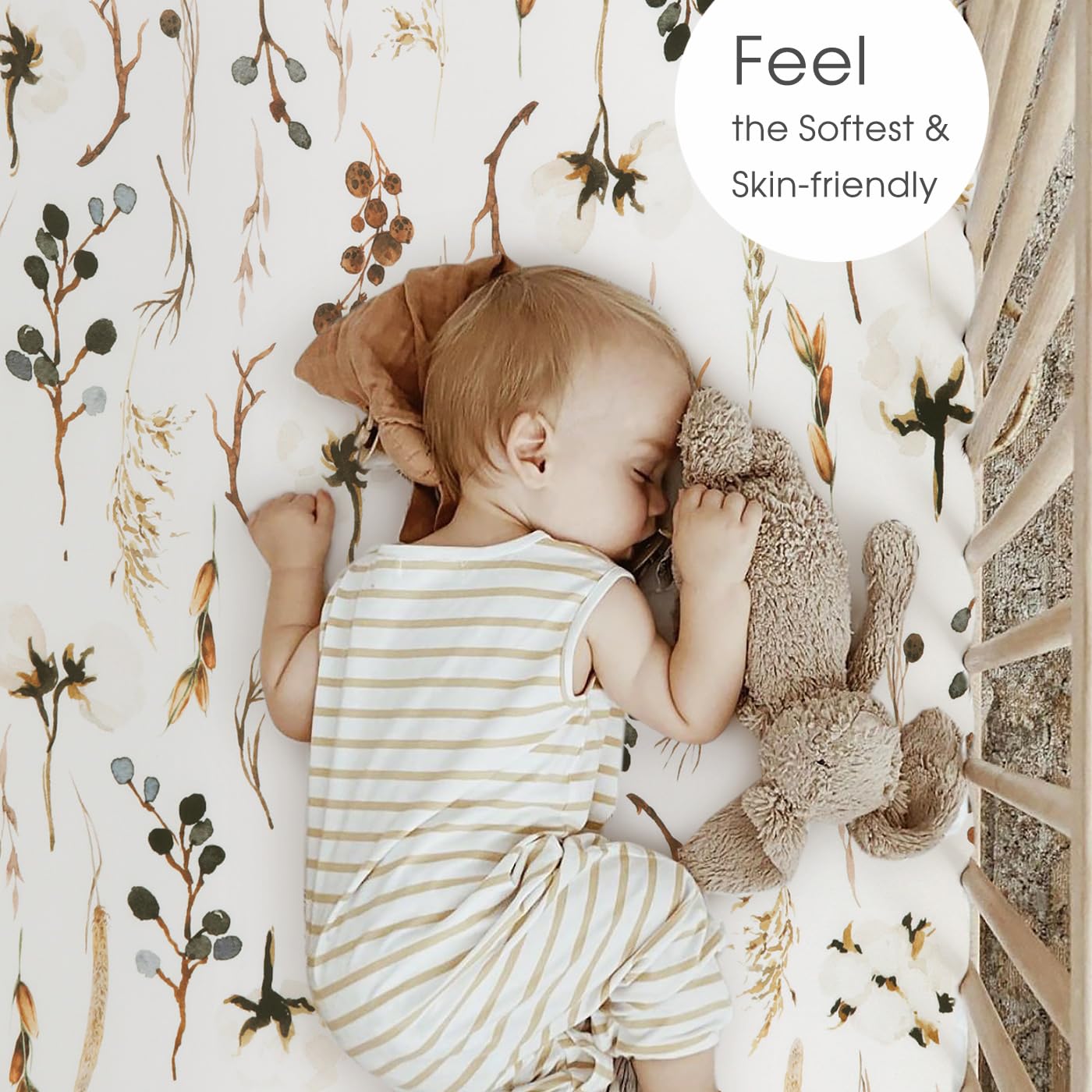 GRSSDER Stretch Ultra Soft Jersey Knit Fitted Pack n Play Playard Sheets Set 2 Pack，Fits Portable/Mini Cribs Sheets, Playards Mattress Pads, Stylish Watercolor Animals for Baby, Mint Green