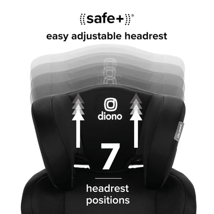Diono Everett NXT High Back Booster Car Seat with Rigid Latch, Lightweight Slim Fit Design, 8 Years 1 Booster Seat, Black