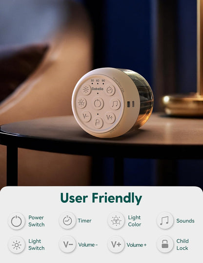 Babelio White Noise Sound Machine (Pocket Mini Pro) | 1000mAh Large Battery, 25 Non-looping Sounds for Adults, Kids & Babies, Timer, Memory Function, Pocket-Sized & Travel Essentials, White