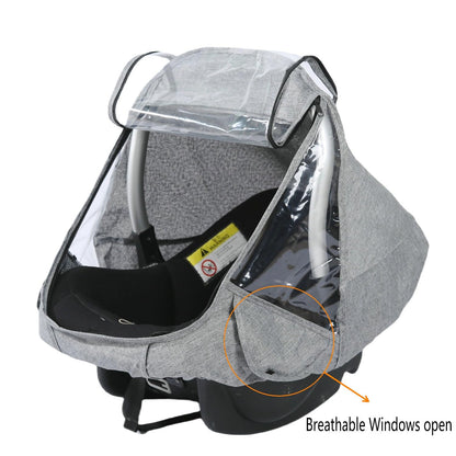 Car Seat Rain Cover,Food Grade EVA,Universal Car Seat Rain,Waterproof, Windproof Protection,Protect from Dust Snow,Rain Cover Features Quick-Access Zipper Door and Side Ventilation(Grey)