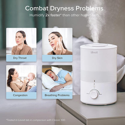 LEVOIT Dual 200S Smart Humidifiers for Bedroom, Top Fill, Customize Humidity for Home, Baby Nursery & Plants with Humidistat, Essential Oil Diffuser, Schedule, Timer, APP & Voice Control, 3L, Blue