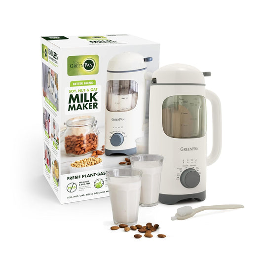 GreenPan 30oz Nut Milk Maker Machine, 15-in-1 for Homemade Almond, Oat, Soy, Coconut, Plant-Based Non-Dairy Beverages, Soups, BPA-Free Glass, Automatic Self-Clean, Delay Start, Pink