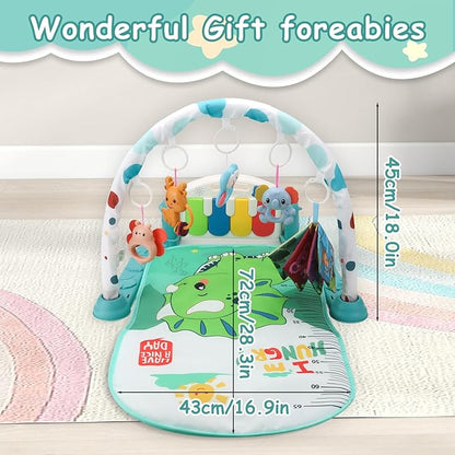BOMPOW Baby Play Gym Mat, Play Activity Mat with Music and Lights, Piano Gym, Early Development Baby Gift for Babies Newborn Tummy Time Play Mat