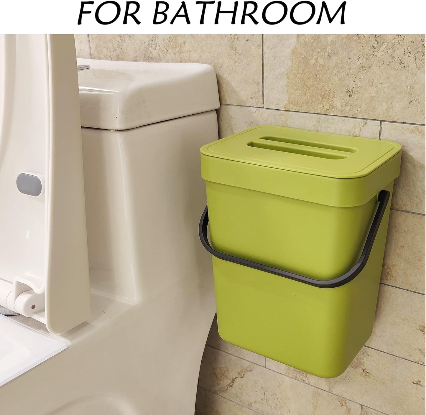 stonespace Under Sink Trash Can，Kitchen Compost Bin, Diaper Pail, 3.2 Gallon/12L Hanging Garbage Can for Baby Crib/Bathroom/Cupboard, Plastic Food Waste Bin,1 Pack Black