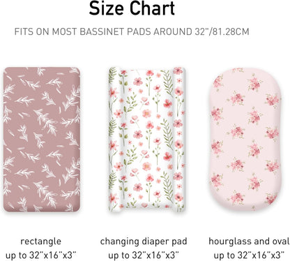 Bedside Sleeper Bassinet Fitted Sheets 20 x 33, 3 Pack Baby Delight Beside Me Dreamer,Babybond,Jimglo,koola,cowiewie,fodoss, Dream On Me Baby Square Bassinet, Pink Animal