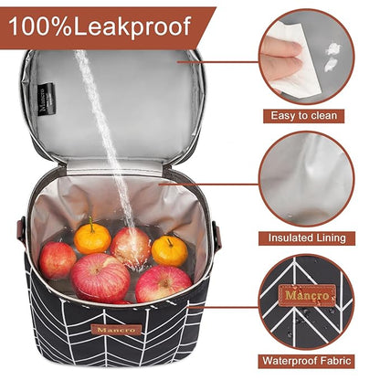 Mancro Breastmilk Cooler Bag, Insulated with Ice Pack, Fits 6 Baby Bottles Up to 9 Oz with On-The-Go Strap, Perfect for Nursing Moms and Daycare, Black Wave