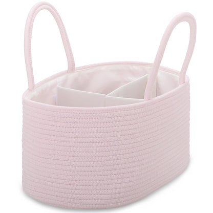 COMSE Baby Diaper Caddy Organizer, Car Caddy, Diaper Change Organizer, Gift Baskets Empty, Portable Tote Bag with Divider, Baby Shower Gifts Newborn Essentials Registry Must Have, Light pink