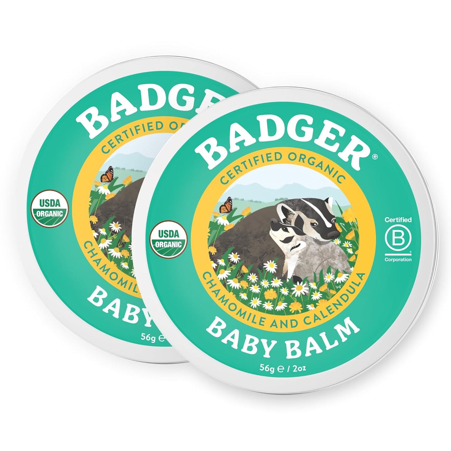 Badger Baby Balm, Organic Calendula Cream, Soothes Diaper Rash, Cradle Cap & Dry Skin, 100% Organic Baby Cream, Pediatrician Tested & Long Lasting, 2 oz Tin