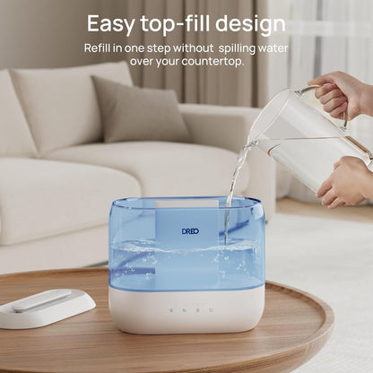Dreo Humidifiers for Bedroom, 4L Top Fill for Large Room, 36H Runtime, 28 dB Quiet Supersized Cool Mist Air Humidifier for Baby Nursery, Plants, Indoor, Night Light, Easy to Clean & Fill, White