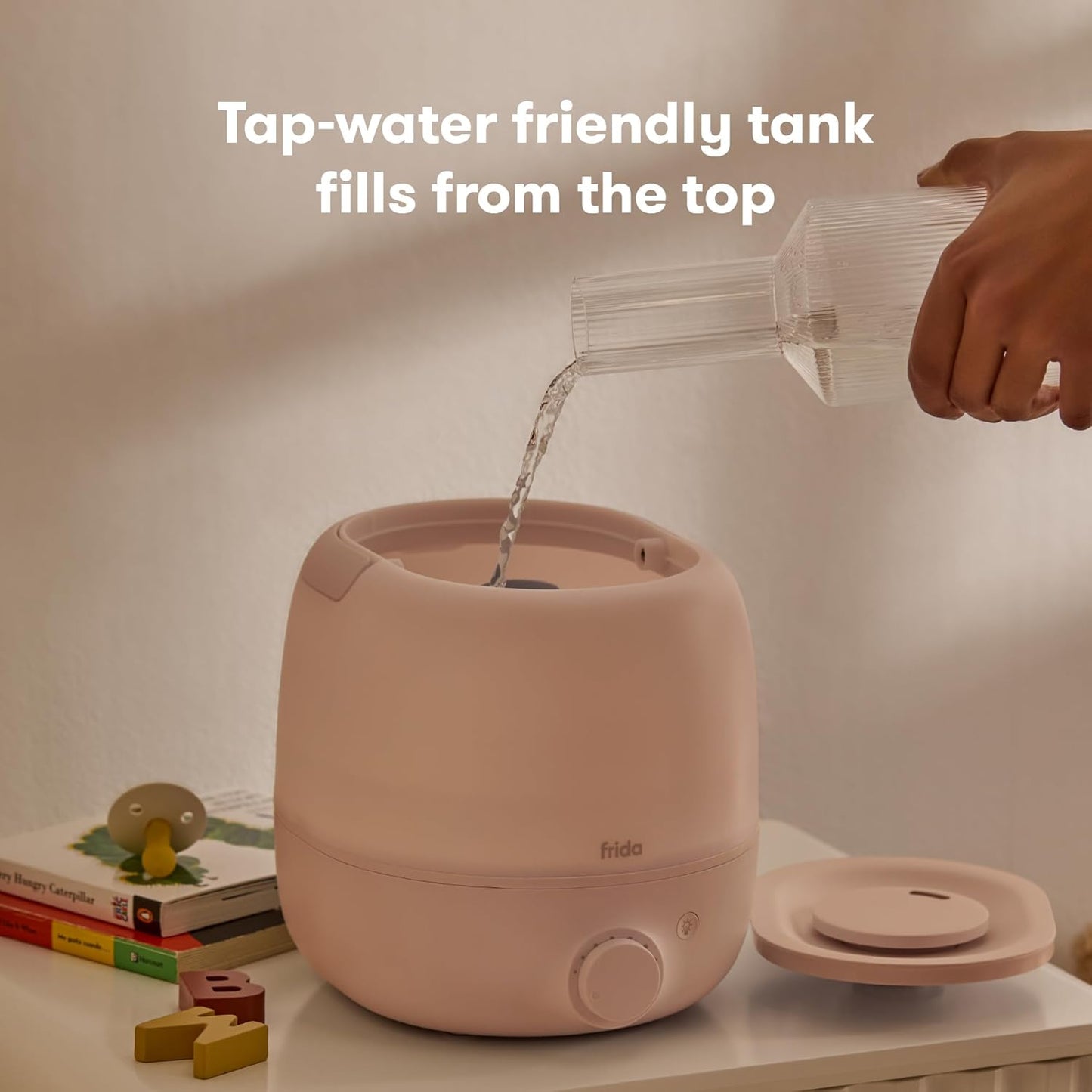 Frida Baby 3-in-1 XL Top Fill Humidifier for Bedroom, Cold & Flu Relief, 6L Tank Cool Mist Humidifier + Diffuser for Large Rooms, Mold Resistant, Nightlight, Auto-Off, Quiet, Essential Oil Diffuser