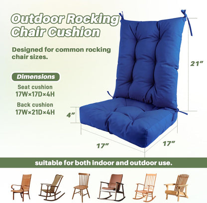 Rocking Chair Cushion with Ties Non-Slip Outdoor Rocking Chair Cushion Set Waterproof Fade-Resistant Porch Garden Patio Glider Rocker Cushions