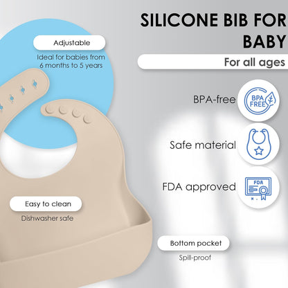 Bluet B- Silicone Baby Feeding Set with Pacifier - Baby Led Weaning Supplies - Baby Spoons, Suction Bowl - Plate - Baby Utensils Set - Silicone Feeding Set for Baby First Foods - 11pcs - Purple