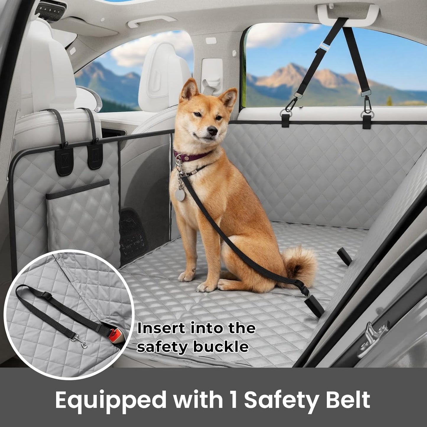 2-in-1 Dog Car Seat Cover for Back Seat, Transform to Passenger Mode - Dog Car Seat, Waterproof, Scratch-resistant, Support to 330lbs, for Outdoor Activities, Travel, to the Vet, for Cars/SUV/Truck