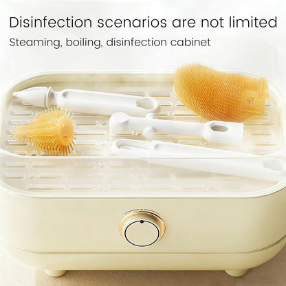 6-in-1 Baby Bottle Brush with 3 Brushes Drying Rack and Travel Bottle, Baby Bottle Brush Cleaner Set Food-Grade Silicone