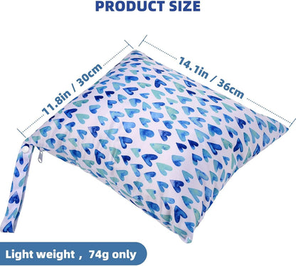 Wet Dry Bags 2-Pack with Cute Dolphin Print - Waterproof Travel Organizer for Swimming Pool Beach Gym Baby Cloth Diapers Swimwear with Dual Zippers