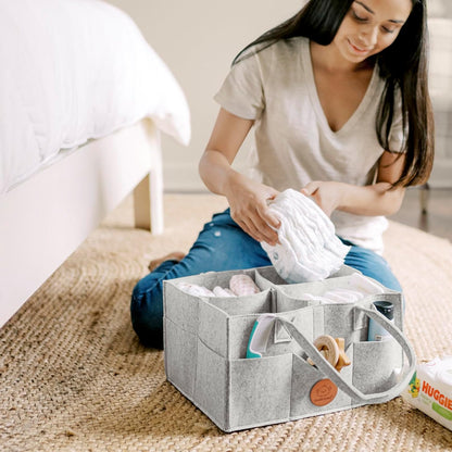 KeaBabies Baby Diaper Caddy Organizer with Handle - Portable Baby Car Organizers and Storage for Nursery, Changing Table, Large Shower Gift Basket for New Mom Gifts & Boy Girl Registry (Mystic Gray)