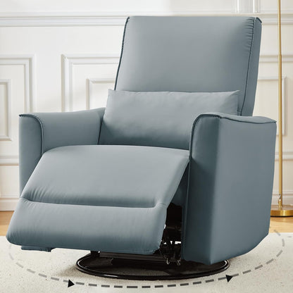 GAOMON Swivel Rocking Recliner Chair, Manual Leather Recliner Glider with Lumbar Support & Padded Armrest, Comfortable Rocker Nursery Single Sofa for Living Room and Bedroom (Cream)