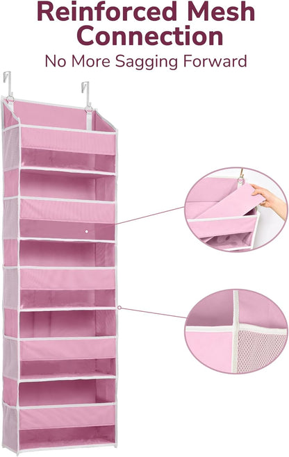 ULG 1 Pack Over Door Organizer with 5 Large and 10 Mesh Side Pockets, 44 lbs Weight Capacity Hanging Storage with Clear Window Kids Toys, Shoes, Diapers, Dark Grey, 5 Layers