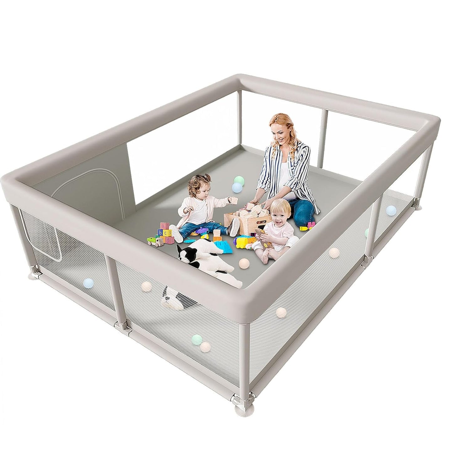 Hiaksedt Baby Playpen 50x50 Inch, Play Pens for Babies and Toddlers Baby Fence Play Yards for Indoor & Outdoor with Breathable Mesh Anti-Fall Playpen