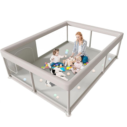 Hiaksedt Baby Playpen 50x50 Inch, Play Pens for Babies and Toddlers Baby Fence Play Yards for Indoor & Outdoor with Breathable Mesh Anti-Fall Playpen