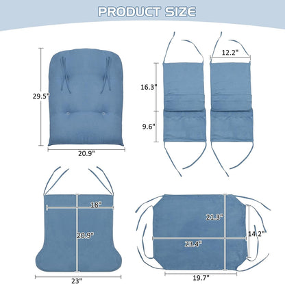 BECHAEO 5PCS Suede Glider Rocker Replacement Cushions with Ottoman Cover Thicken Soft Rocking Chair Cushion Set for Indoor Nursery Glider Rocking Chair, Blue
