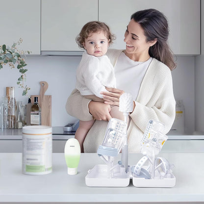 Baby Bottle Drying Rack with Tray, Termichy High Capacity Bottle Dryer Holder for Bottles, Teats, Cups, Pump Parts and Accessories, Gray