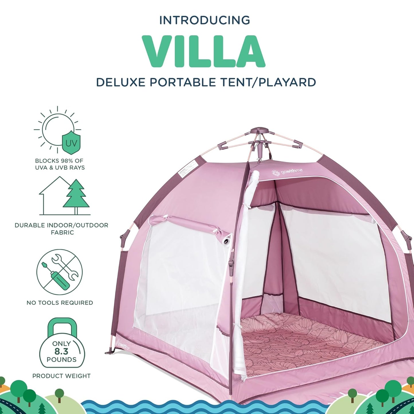 Baby Delight Go with Me Villa Portable Tent and Playard | Kids Tent and Playhouse | Indoor and Outdoor | Green Garden