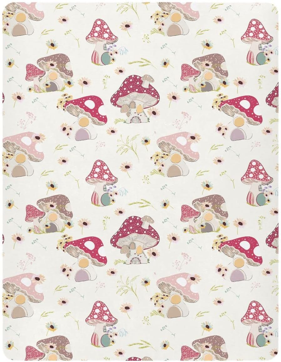 Fitted Crib Sheets White Bears with Clouds Stretchy Portable Playard Sheets for Baby Toddler, Breathable Soft Mini Crib Mattress 39 x 27 in for Boys and Girls