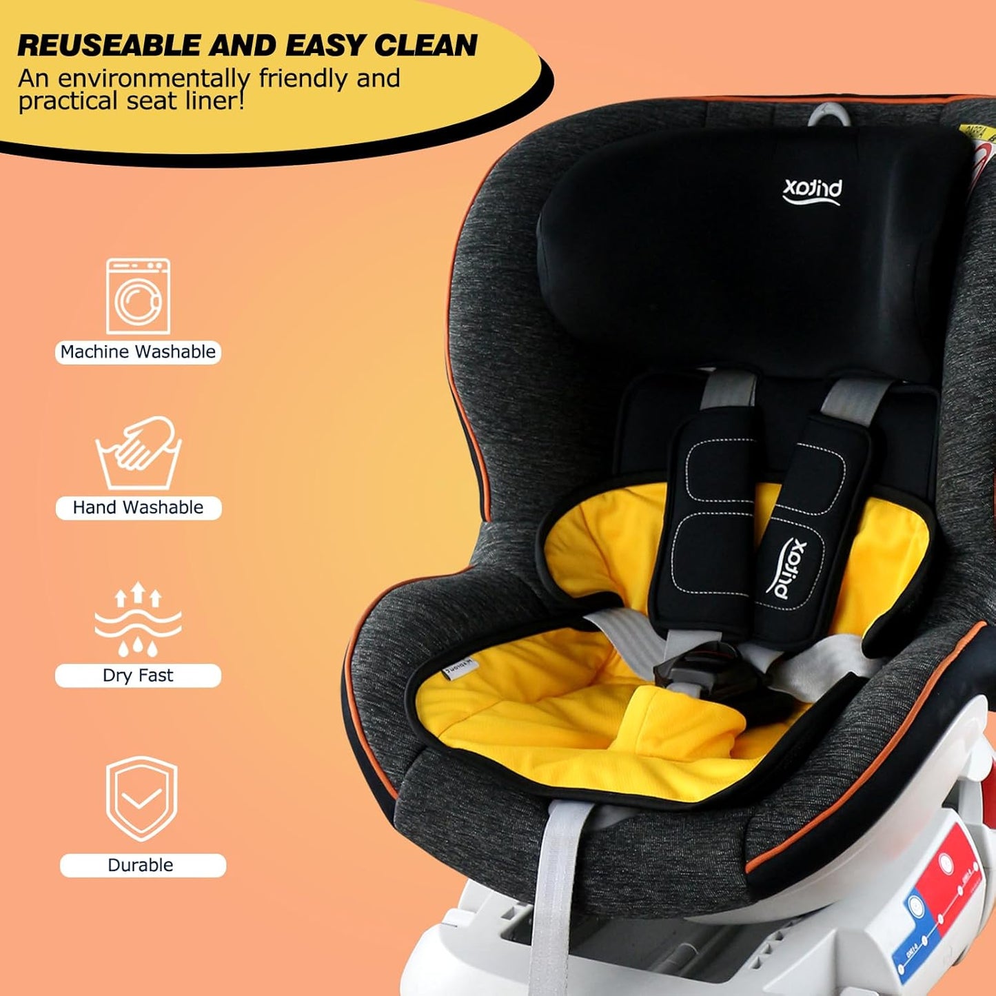 Piddle Pads, Multi-use and Leak Free Lines for Baby Stroller, High Chair & Car Seat, Waterproof Toilet Training Seat Covers for Toddles (Yellow, 1 Pack)