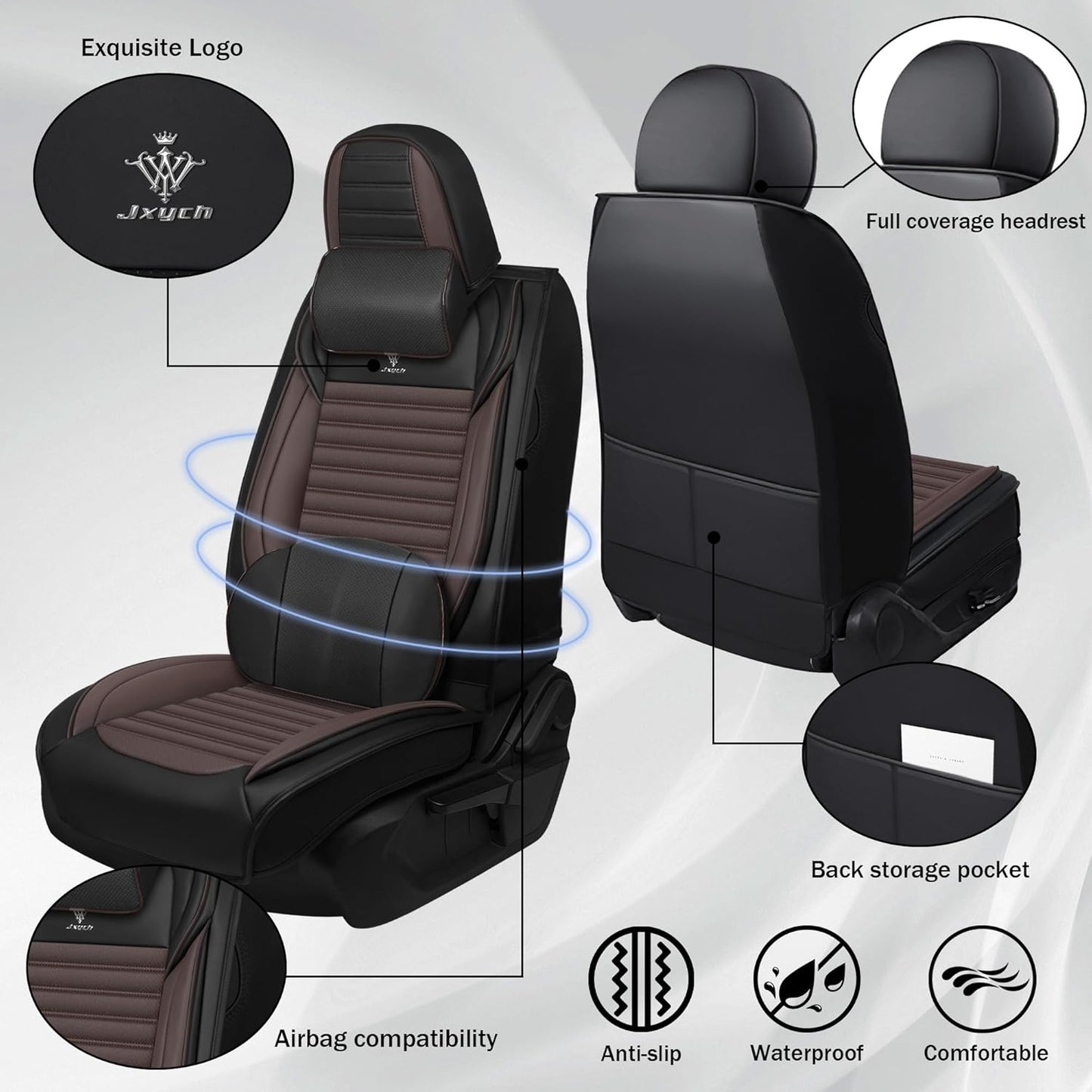 Seat Covers Fit for Mini Convertible 2009-2025 Premium Leather Car Seat Covers, Waterproof Non-Slip and Airbag Compatible, Fashion Car Seat Protector (Black Red,Front Set with Pillow)