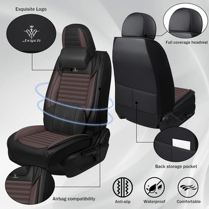 Seat Covers Fit for Mini Convertible 2009-2025 Premium Leather Car Seat Covers, Waterproof Non-Slip and Airbag Compatible, Fashion Car Seat Protector (Black Red,Front Set with Pillow)