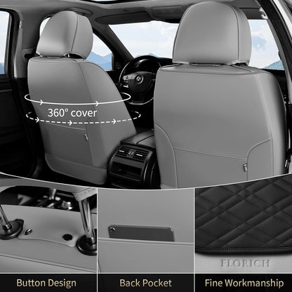 FLORICH Car Seat Covers Full Set, Automotive Seat Covers, Black Car Seat Cover, Waterproof Seat Protectors Universal fit for Car Truck Van SUV - Black