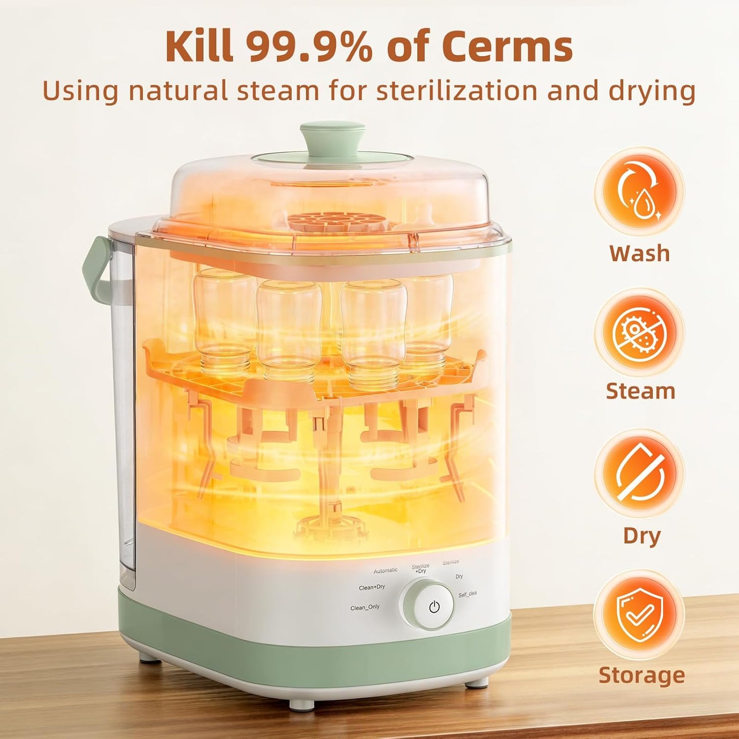 EaseClean Bottle Washer Pro | All-in-One Bottle Washer and Sterilizer and Dryer | Baby Bottle Washer for Bottles, Pump Parts & Baby Essentials | Replaces Hand Washing